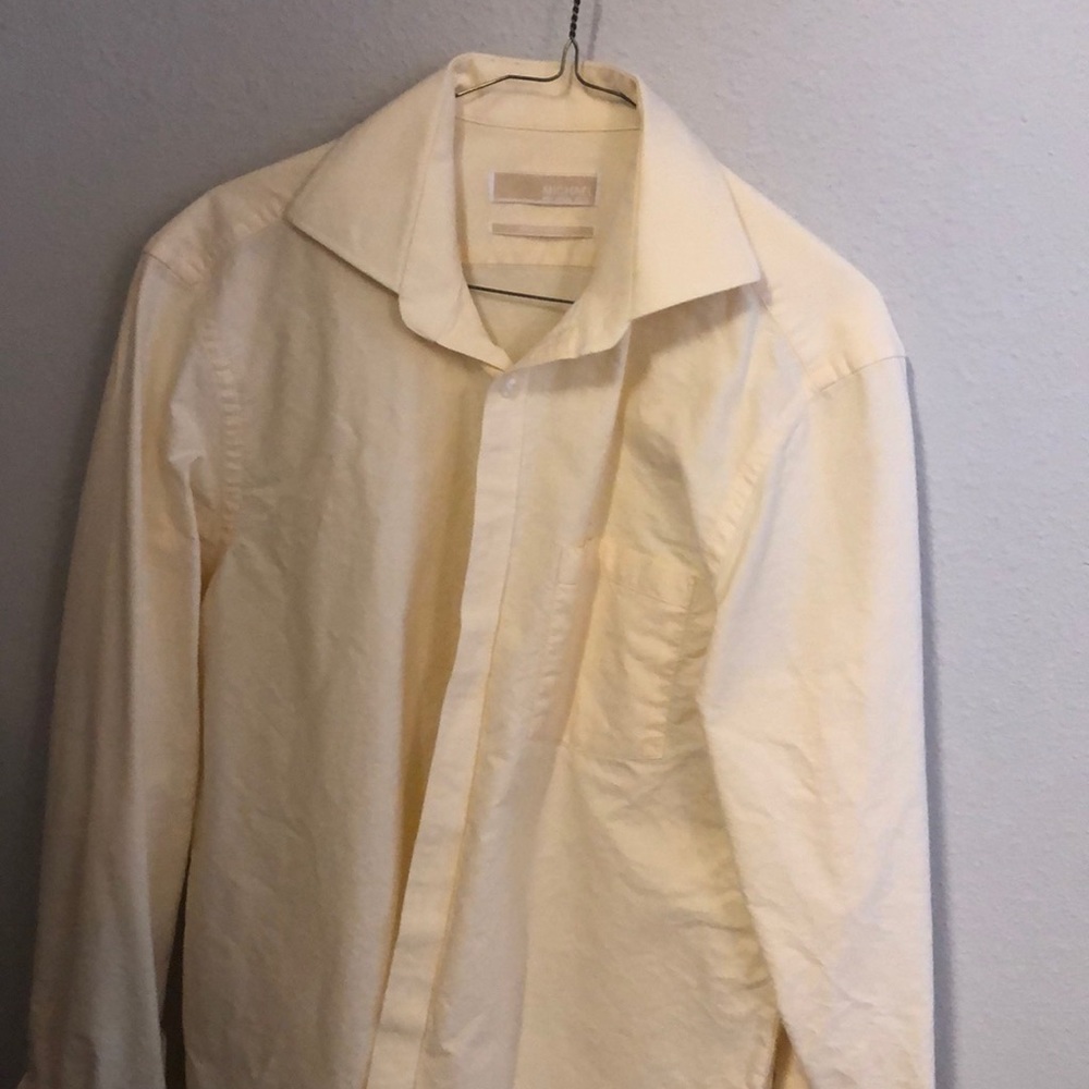 Michael Kors Solid Yellow Dress Shirt - Medium